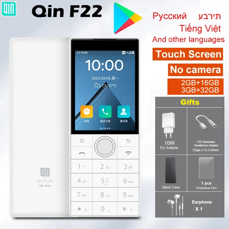 פלאפון חצי טאץ' אנדרואיד Qin F22 - מסך מגע, Wi-Fi ובלוטות'